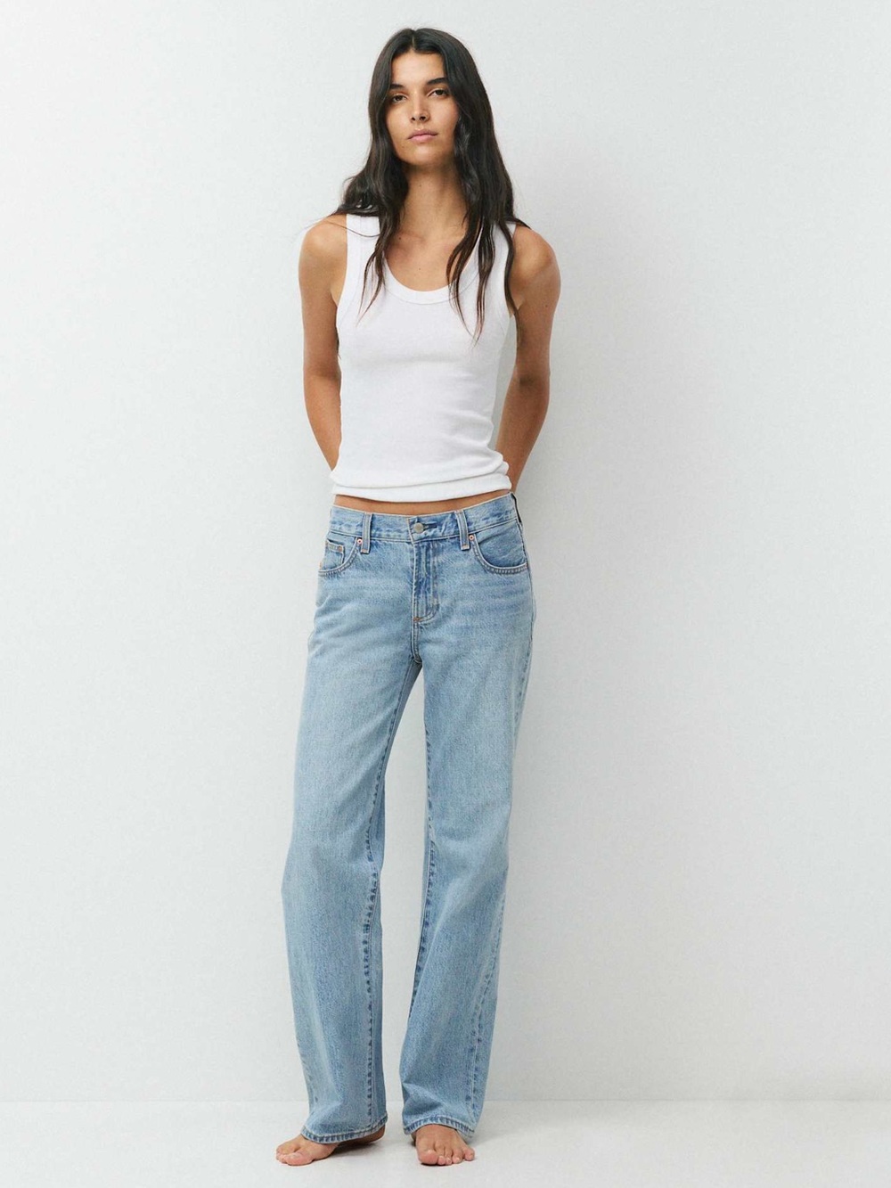 Denim Forum Farrah Lo-Rise Wide Leg Jeans Size 23 Light Wash Y2K 2000s Fall Chic